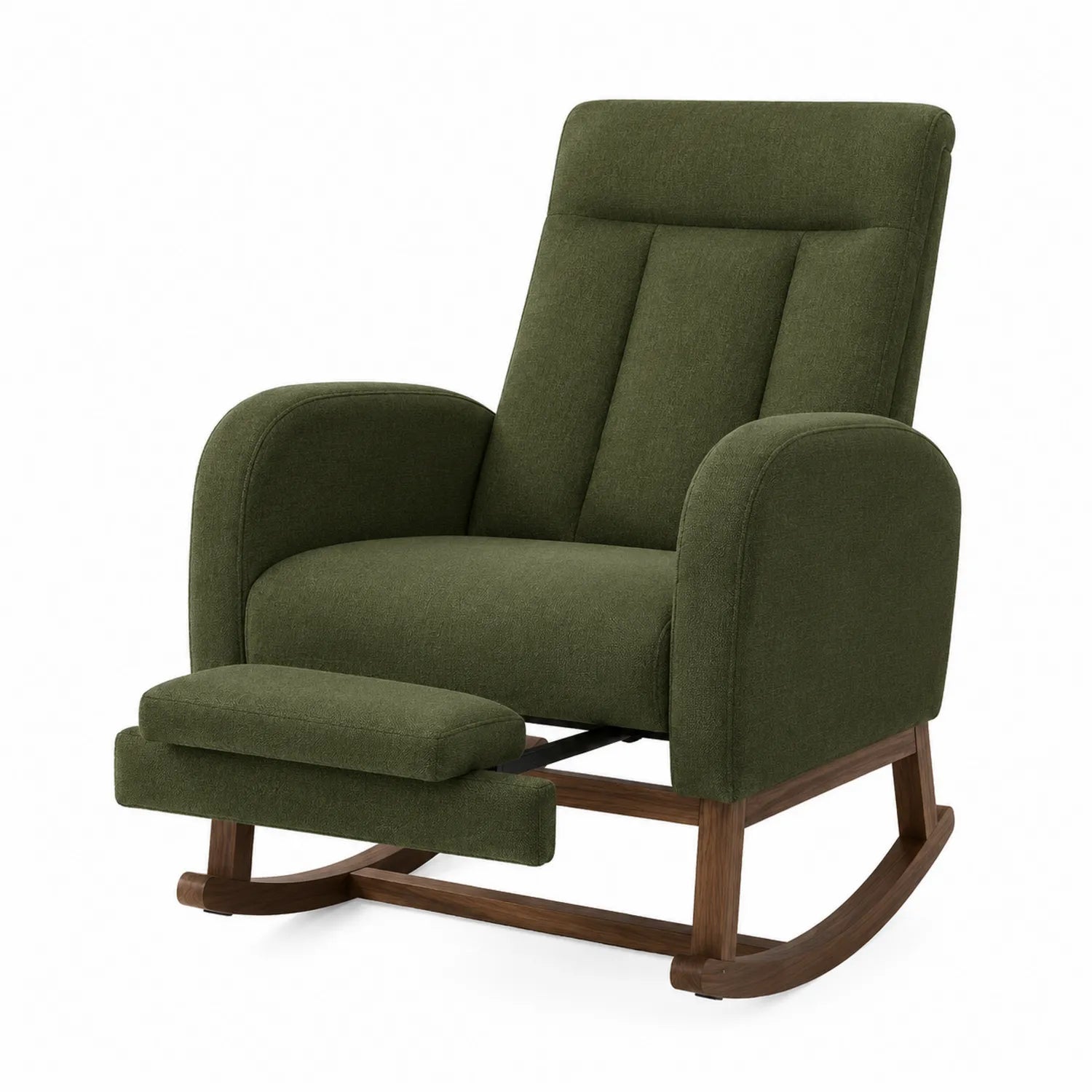 Silla Mecedora de Madera y Tela Verde