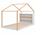 Cama infantil de madera y aglomerado blanco con estantes 200x90 cm