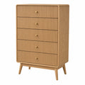 Cómoda de madera de cinco cajones color Roble 120x80x40 cm