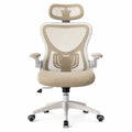 Silla de Oficina de Malla con Reposacabezas Ajustable y Apoyabrazos Beige