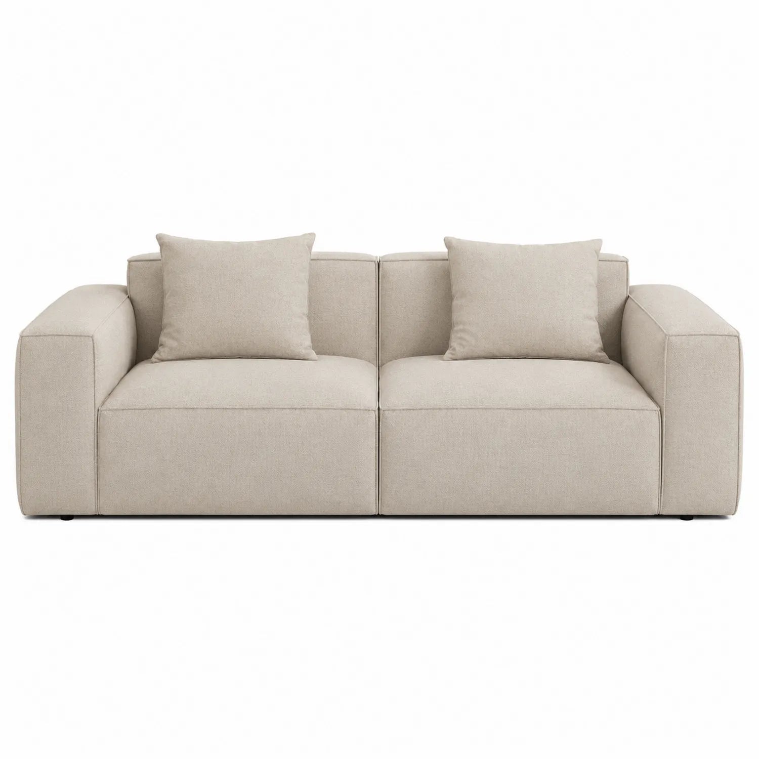 Sofá de dos plazas de tela beige