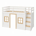 Cama alta infantil de madera con escalera 200x90 cm