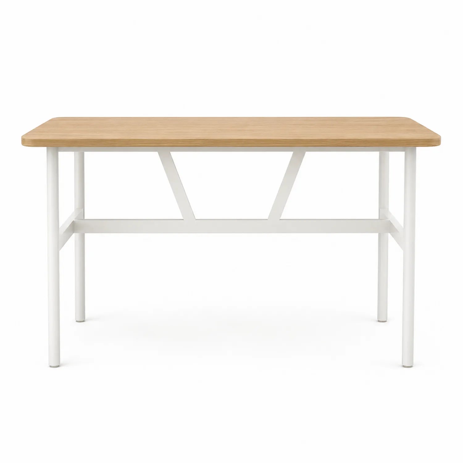 Mesa de comedor rectangular de madera y metal blanco 120x60x75 cm