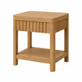Mesa consola de roble con estante inferior tejido 60x40x70 cm