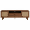 Mueble para TV de Madera con Detalles en Ratán Marrón 160x40x50cm