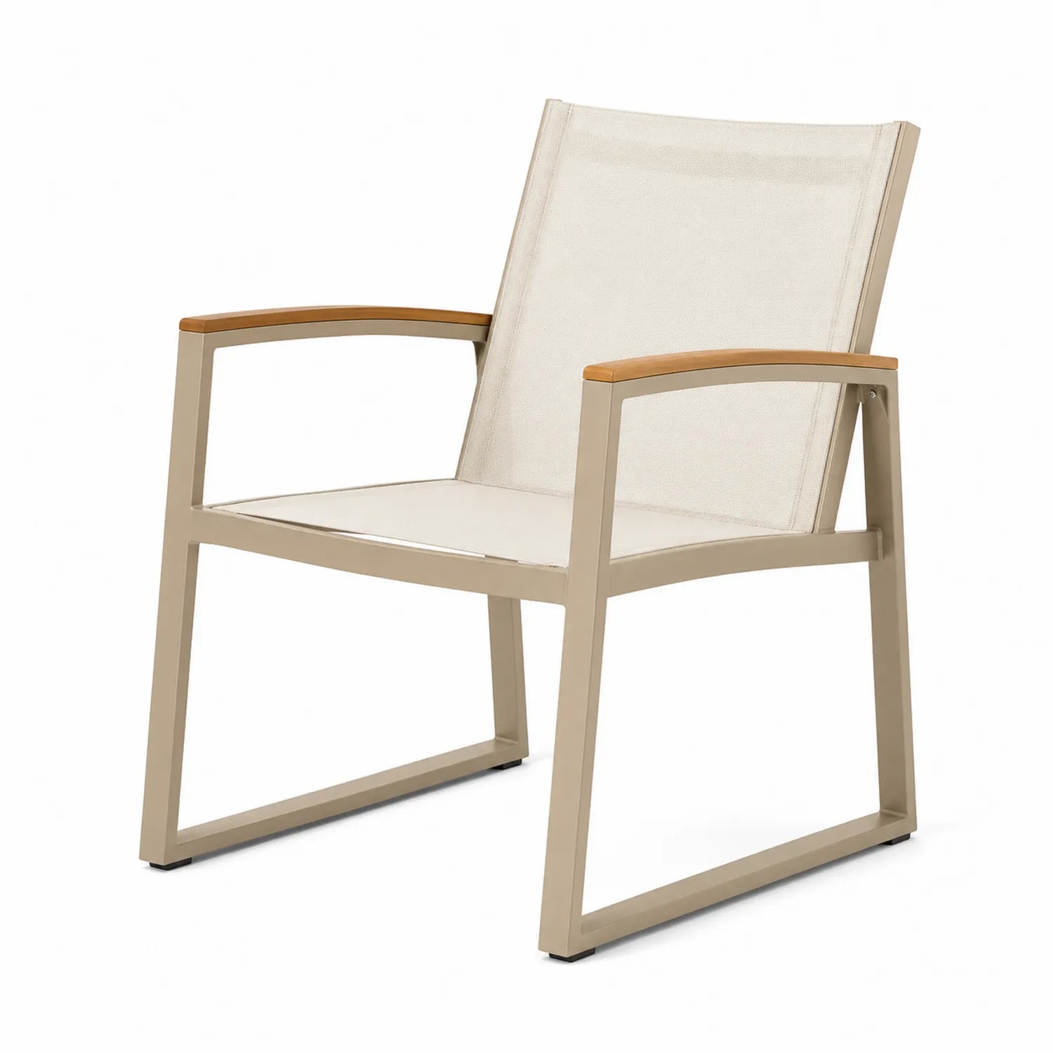 Silla de aluminio para exterior con asiento de textilene Beige