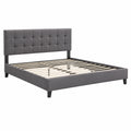 Cama tapizada de tela con cabecera acolchada gris 160x200 cm