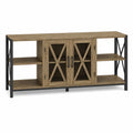 Mueble de TV de MDF con Puertas Metálicas y Estantes 147x40x75 cm