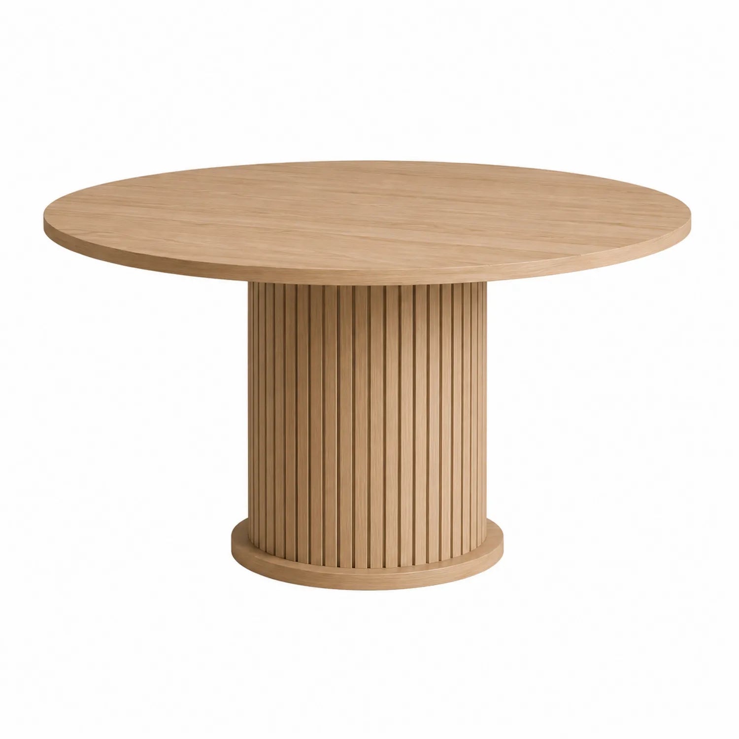 Mesa de comedor redonda de madera de roble
