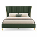 Cama de terciopelo verde con patas doradas 200x160 cm