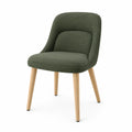 Silla de comedor de tela verde con patas de madera