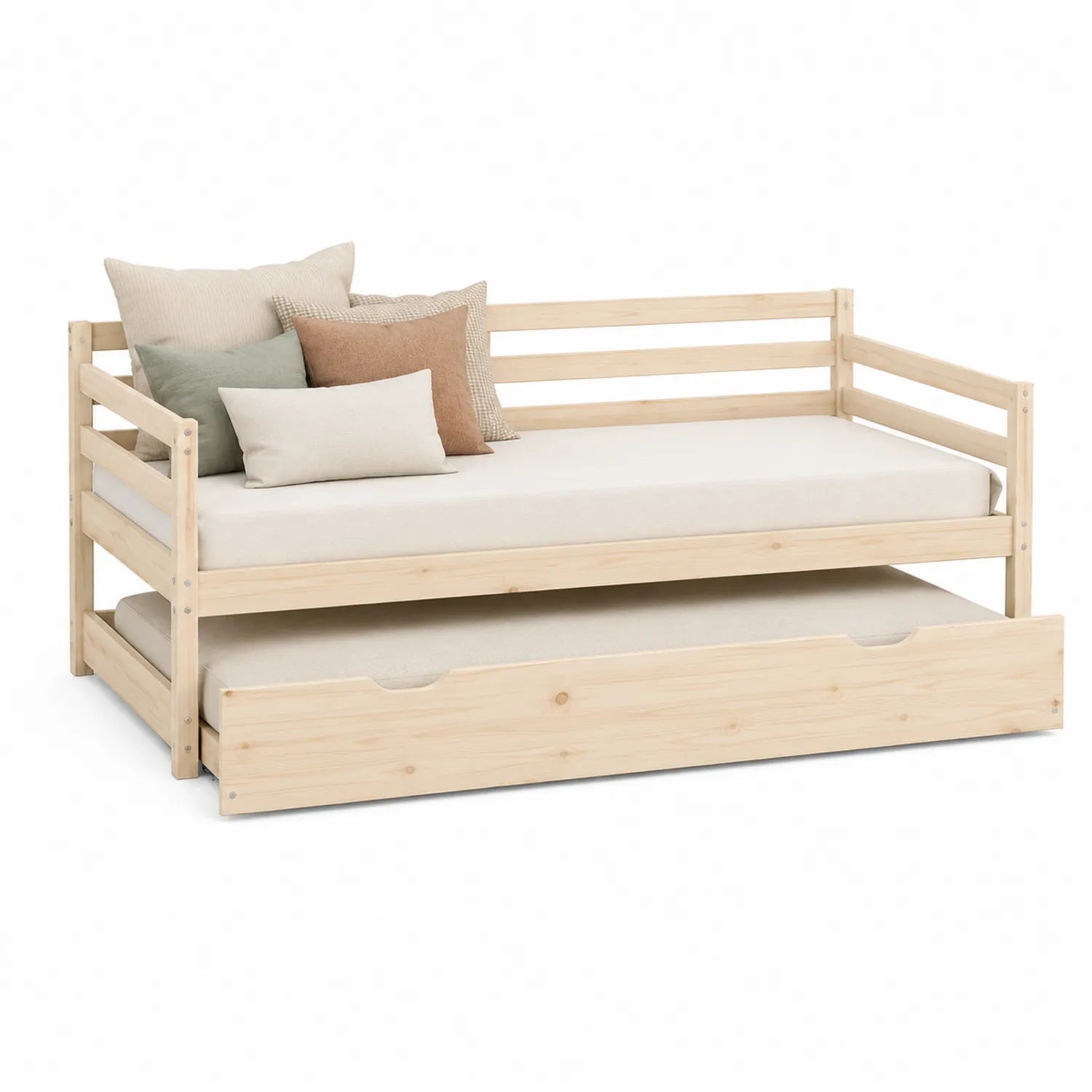 Cama nido de madera maciza de pino con cajón extraíble 90x200 cm