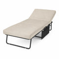 Cama plegable con colchón de espuma y estructura de metal Negro Beige