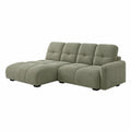 Sofá chaise longue de pana sintética verde 250x150x85 cm