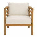 Silla de madera de teca con cojines de poliéster beige