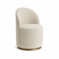Silla tapizada beige con base metálica dorada