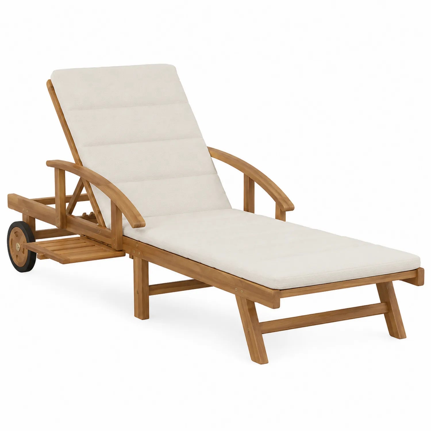 Tumbona de Madera de Teca con Cojín Beige