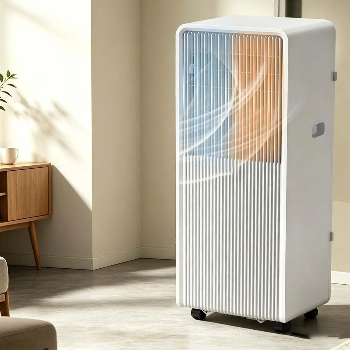 Mobiele airconditioner, Q4, 4-in-1, Q4, Stoffilter & 360° Zwenkwielen voor Huis, Slim Bedieningspaneel, Q4