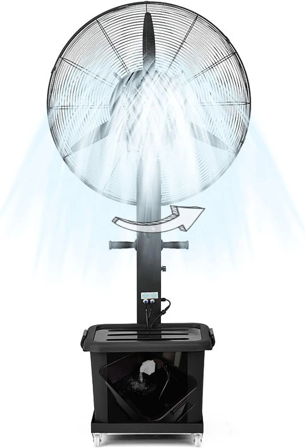 Ventilator met 42L, 3 snelheden, 5-12°C, 10 uur, waterreservoir en oscillatiefunctie
