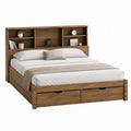 Cama de madera con estantería y cajones 200x160 cm Marrón