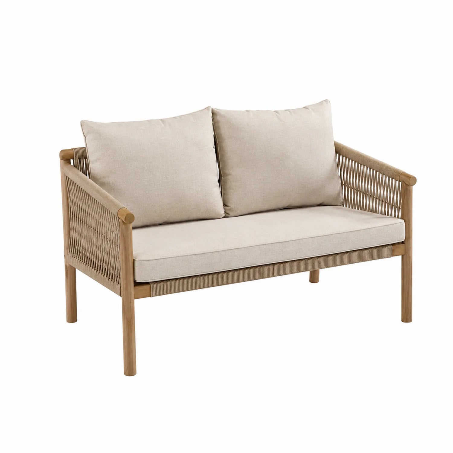 Banco de madera con cojines de poliéster Beige