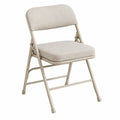 Silla plegable de acero con cojín de tela beige 48x53x78 cm