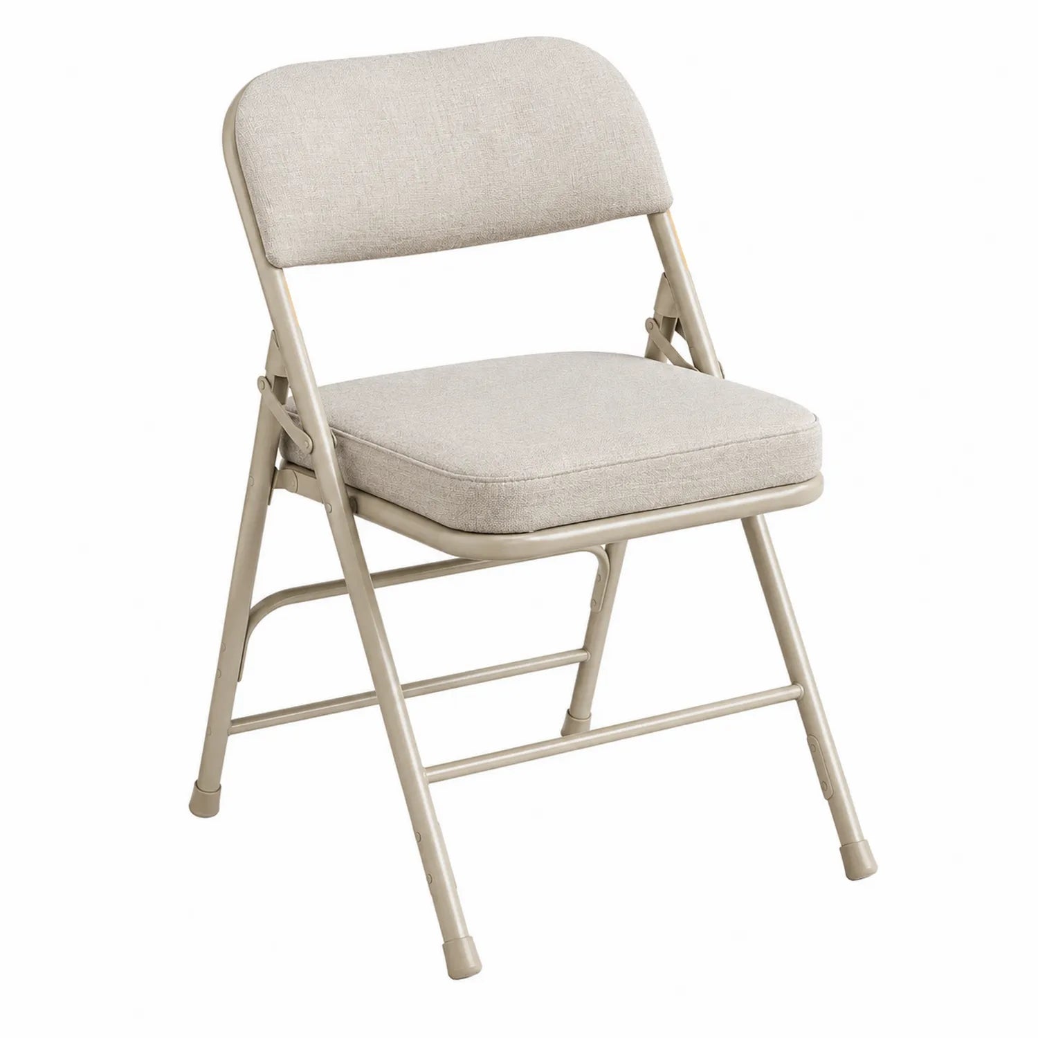 Silla plegable de acero con cojín de tela beige 48x53x78 cm