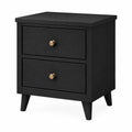 Mesita de noche de madera con 2 cajones negro 50x40x60 cm