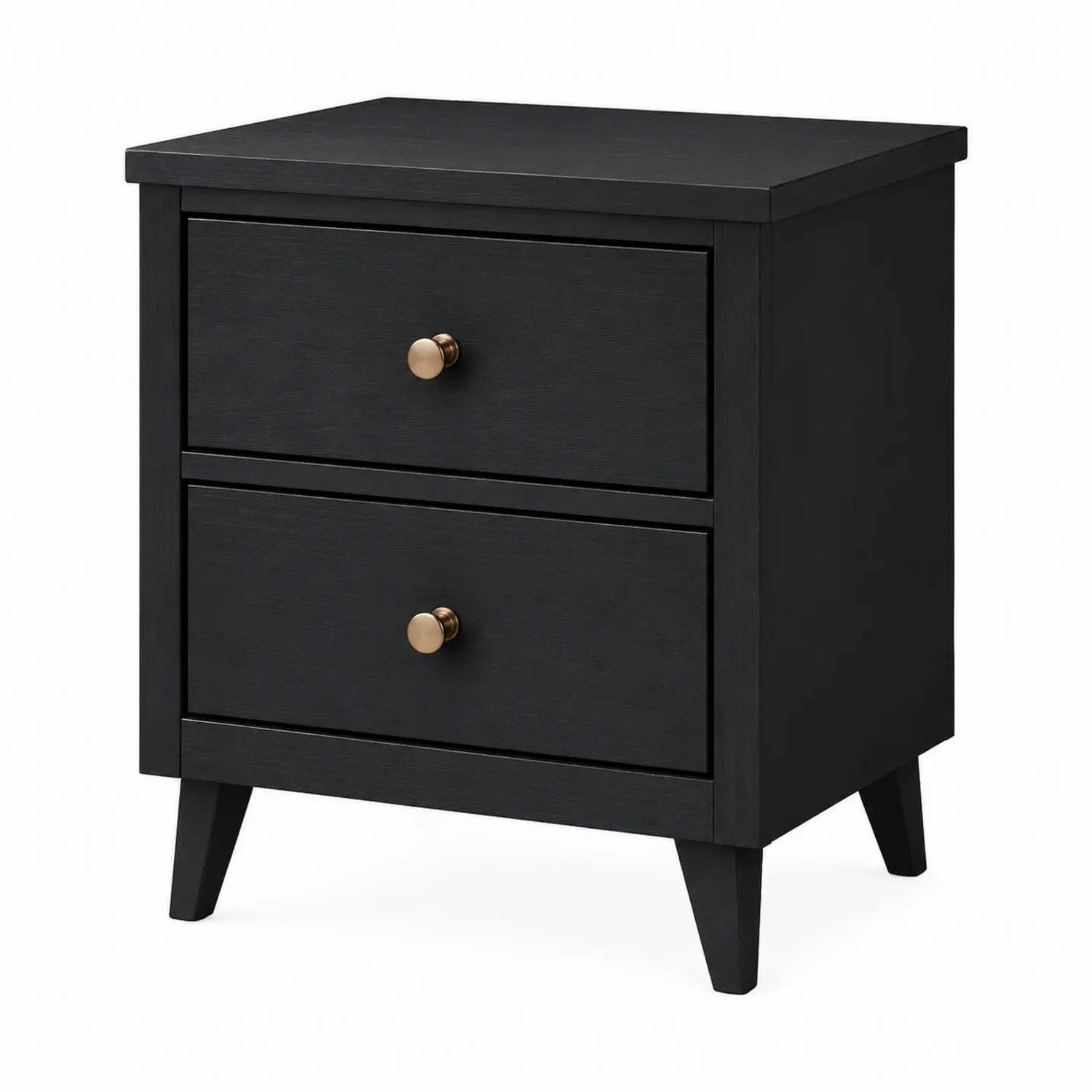 Mesita de noche de madera con 2 cajones negro 50x40x60 cm