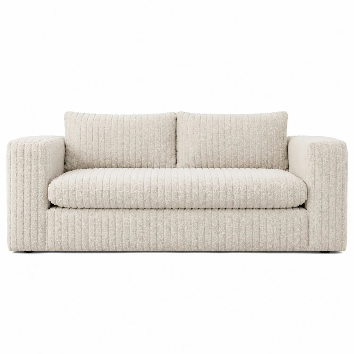 Sofá de Tres Plazas de Madera y Tejido Bouclé Beige 200x85x75 cm