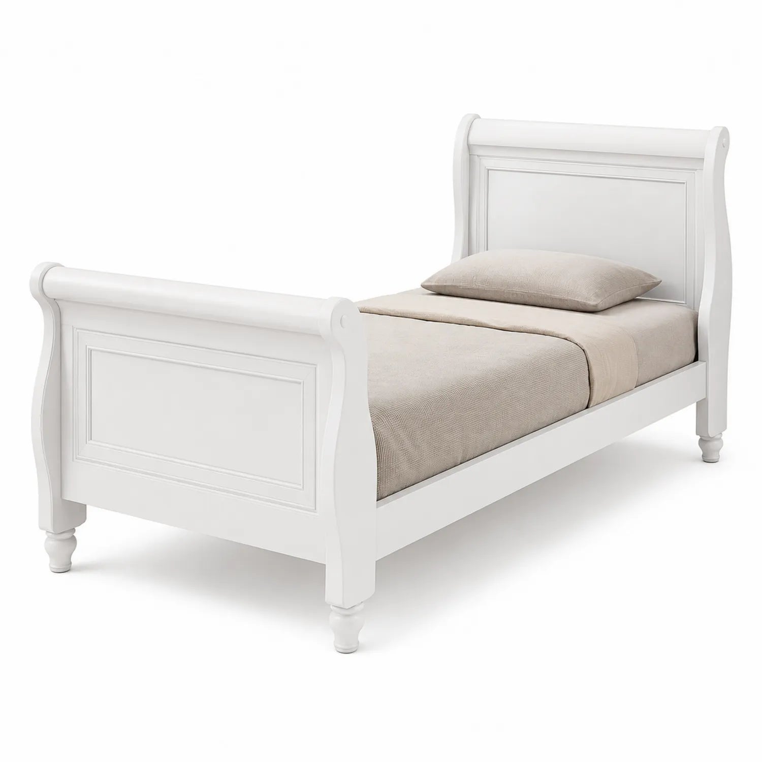 Cama individual de madera blanca 200x100 cm