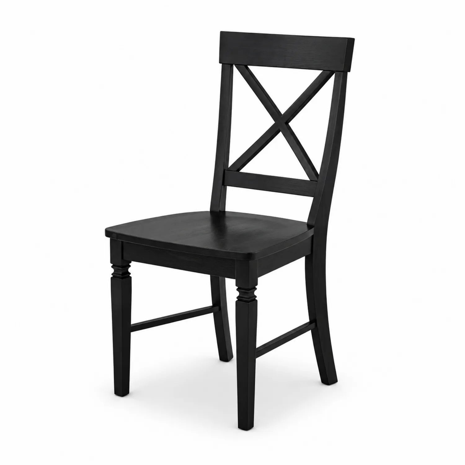 Silla de madera negra con respaldo cruzado