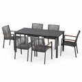 Conjunto de comedor exterior aluminio gris con 6 sillas y mesa