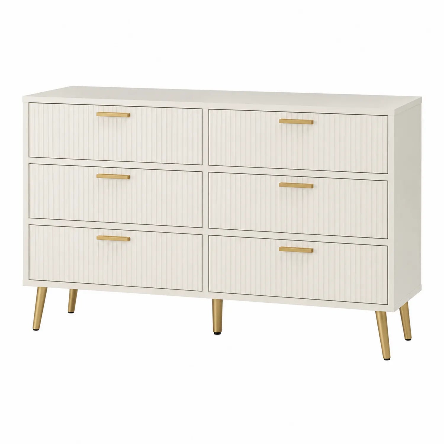 Cómoda de 6 cajones de MDF con patas metálicas 120x40x80cm