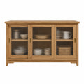 Aparador de Madera de Roble con Puertas de Vidrio Estriado 120x40x80 cm