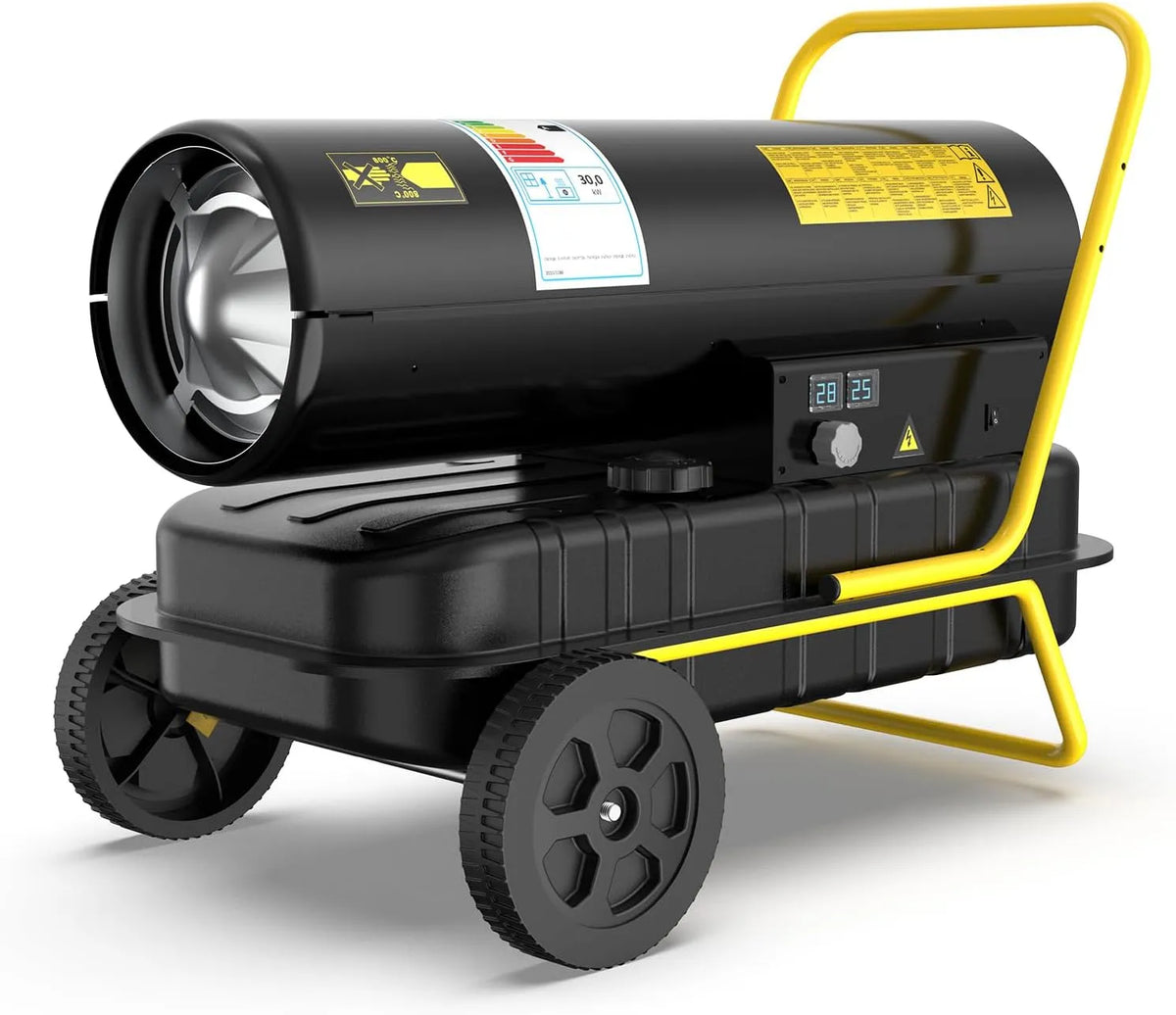 DAHTEC Diesel Space Heater met 30 KW, 750 m3/h, 2,4 l, 11 uur, 320-420 m2, 55 °C, 20 °C en 40 °C