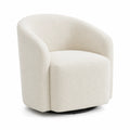 Sillón giratorio de madera contrachapada y tela bouclé Beige
