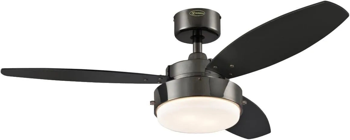 Plafondventilator met Lamp met 105 cm, afstandsbediening, geluidsarme werking, gerichte luchtcirculatie en zwart