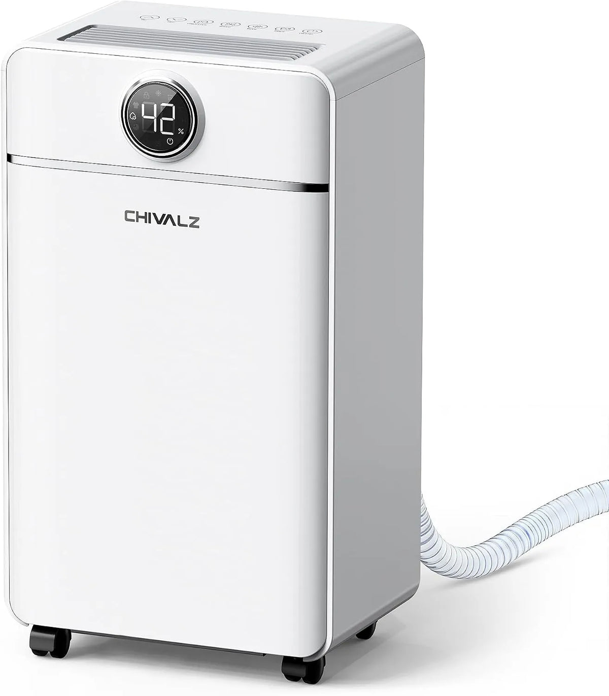 CHIVALZ 12L/24H luchtontvochtigers voor thuis, CHIVALZ 12L/24H luchtontvochtigers voor thuis, LED-display en 24H timer, 2L watertank en afvoerslang, 1