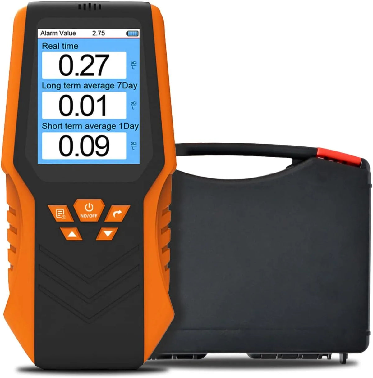 Radonmeter, Bq/m3, Digitale radondetector, radontester met LCD-display, korte en lange termijn radonbewaking, realtime monitoring, kantoor