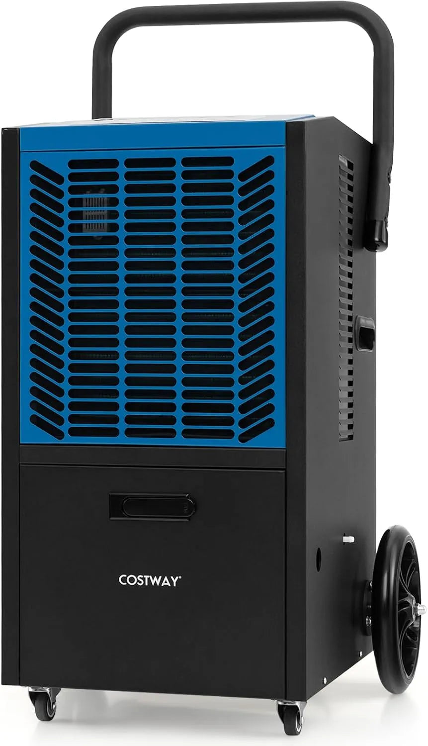 COSTWAY Luchtontvochtiger met 66 l, 35 °C, 418 m2, 510 cm, 500 cm, digitaal display, voor bouwplaats en werkplaats en 24-uurs timer